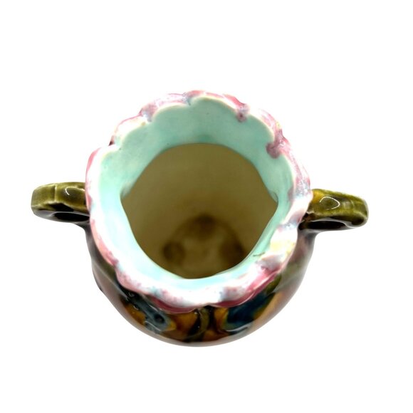 Antique French Art Nouveau Majolica Vase Floral Motif Vivid Colors (READ) - Picture 6 of 12